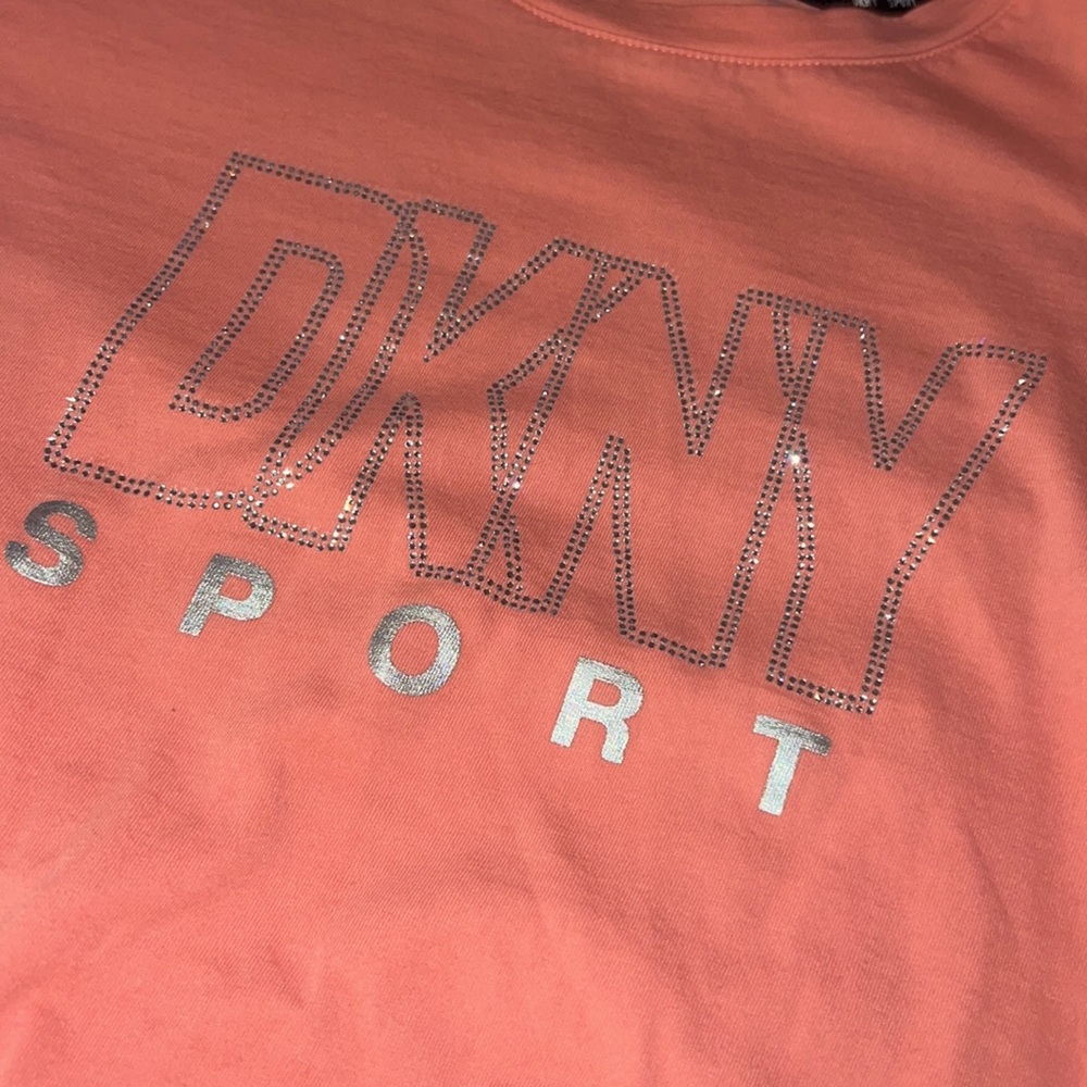 DKNY salmon, sparkle logo T-shirt